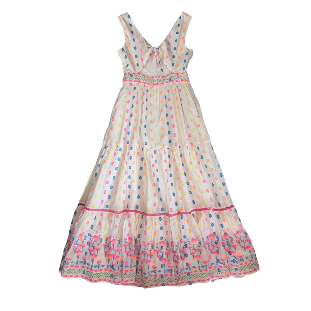 Lilly Pulitzer Maxi Dress Womens White Multi Color Polka Dot Embroidered Size 0 - Picture 4 of 9